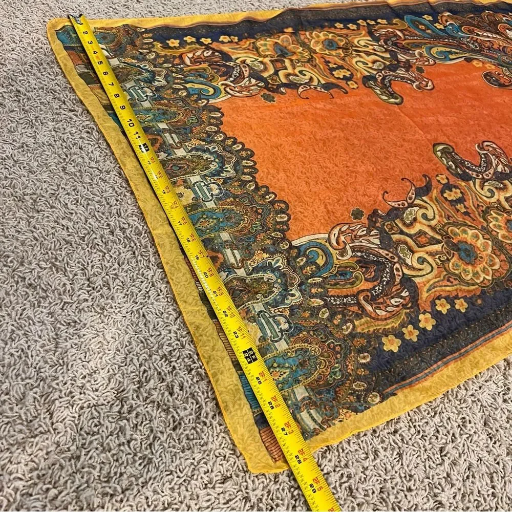 Scarf Large Multi Color Orange Yellow Layering Paisley Scarf Shawl